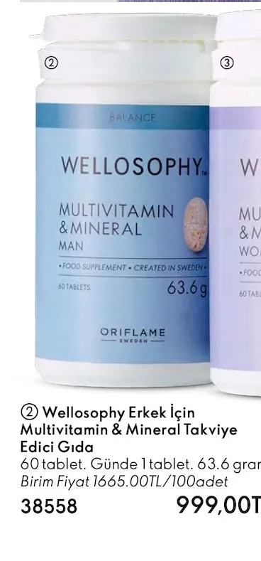 Wellosophy Erkek Için Multivitamin & Mineral Takviye Edici Gıda 63.6 Gram
