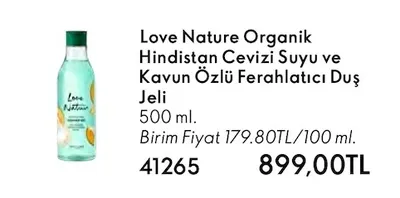Love Nature Organik Hindistan Cevizi Suyu Ve Kavun Özlü Ferahlatıcı Duş Jeli 500 Ml