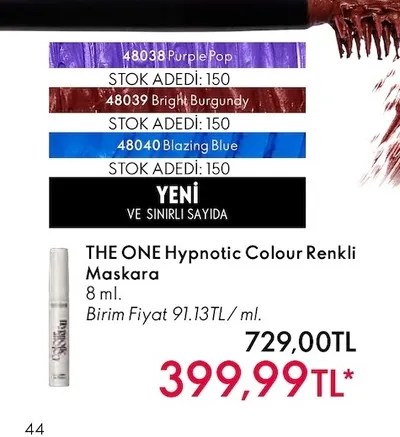 The One Hypnotic Colour Renkli Maskara 8 Ml