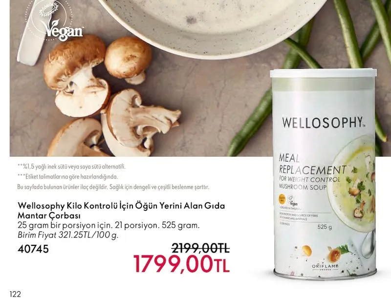 Wellosophy Kilo Kontrolü İçin Öğün Yerini Alan Gıda Mantar Çorbası 525 Gr