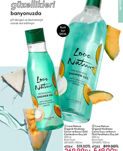 Love Nature Organik Hindistan Cevizi Ve Kavun Özlü Canlandırıcı Duş Jeli 250 Ml