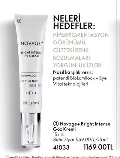 Novage+ Bright Intense Göz Kremi 15 Ml