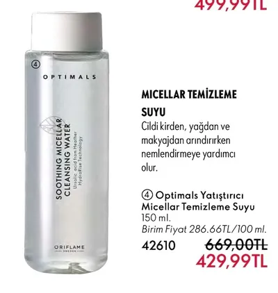 Oriflame Optimals Yatıştırıcı Micellar Temizleme Suyu 150 Ml