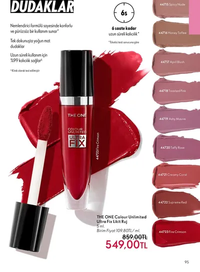 The One Colour Unlimited Ultra Fix Likit Ruj 5 Ml