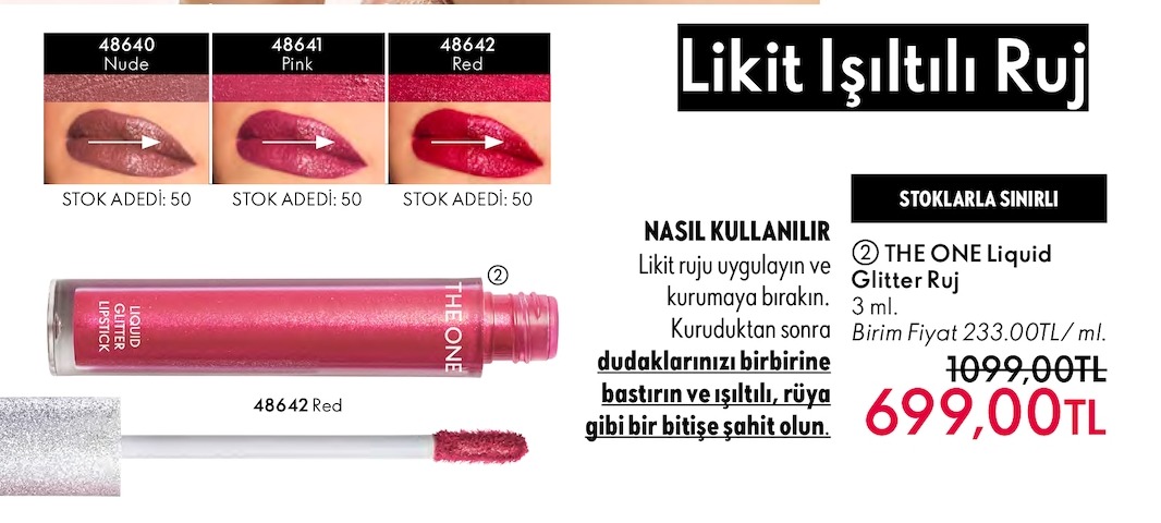 The One Liquid Glitter Ruj 3 Ml