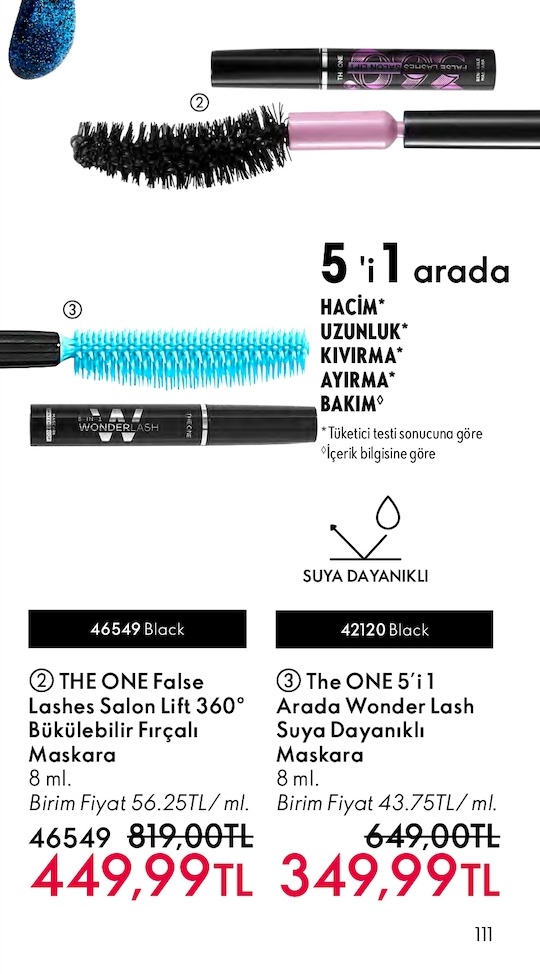 The One False Lashes Salon Lift 360° Bükülebilir Fırçalı Maskara 8 Ml.