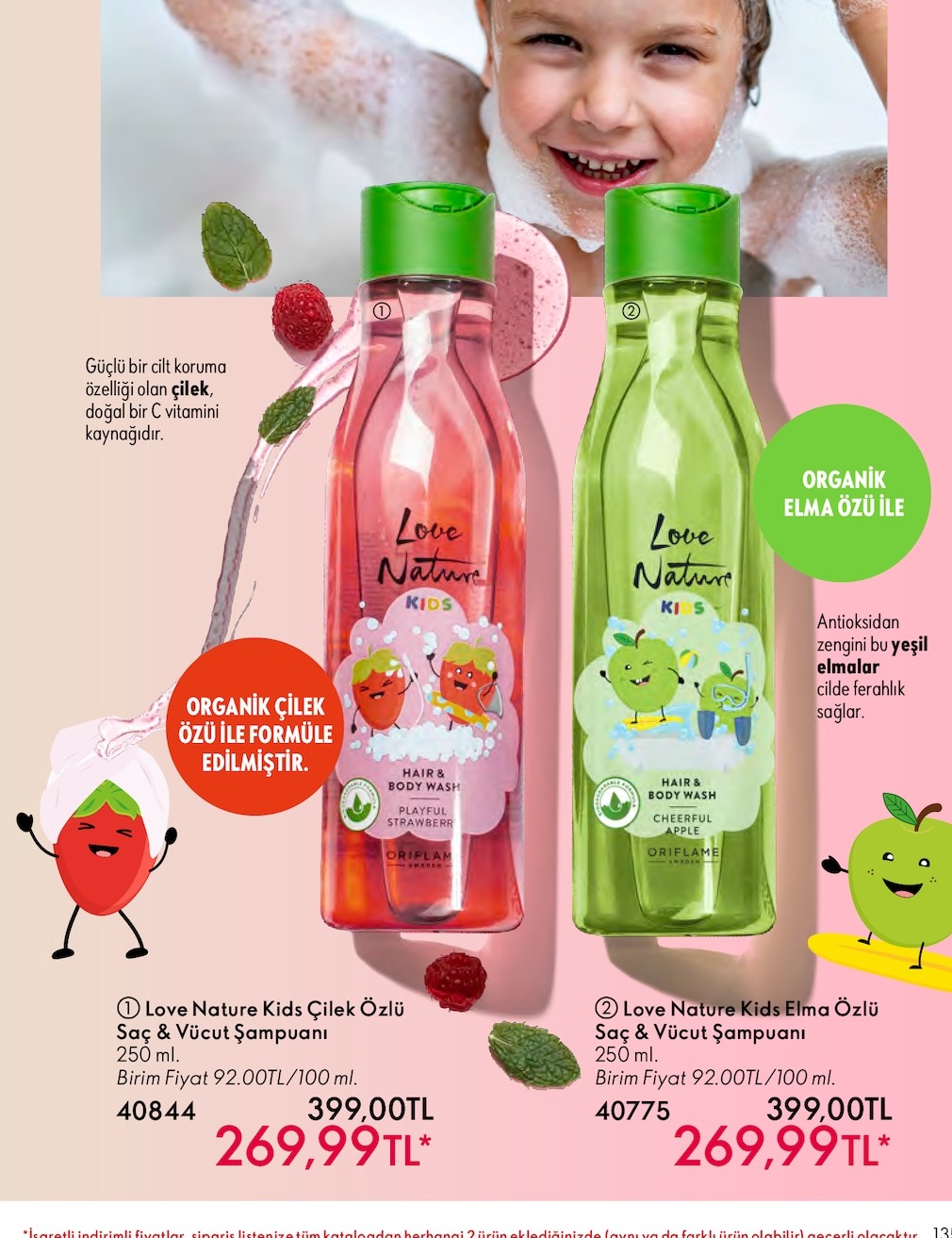 Love Nature Kids Çilek Özlü Saç & Vücut Şampuanı 250 Ml
