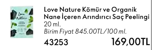Love Nature Kömür Ve Organik Nane Içeren Arındırıcı Saç Peelingi 20 Ml