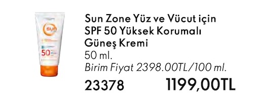 Sun Zone Yüz Ve Vücut Için Spf 50 Yüksek Korumalı Güneş Kremi 50 Ml