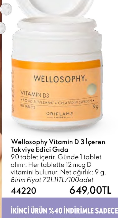 Wellosophy Vitamin D 3 Içeren Takviye Edici Gıda