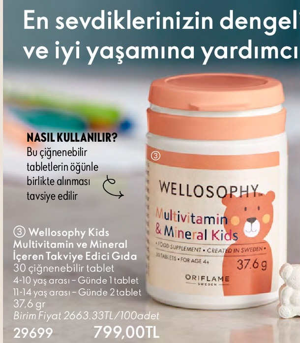 Wellosophy Kids Multivitamin & Mineral Kids 30 Çiğnenebilir Tablet