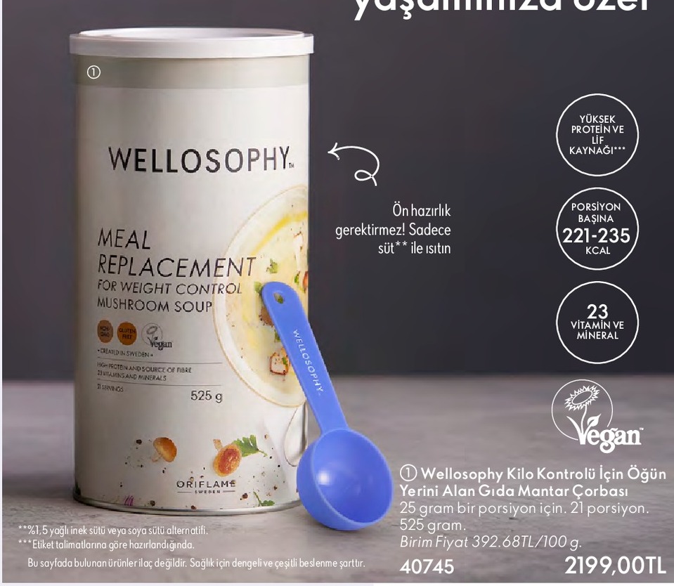 Wellosophy Kilo Kontrolü Için Öğün Yerini Alan Gıda Mantar Çorbası 525G