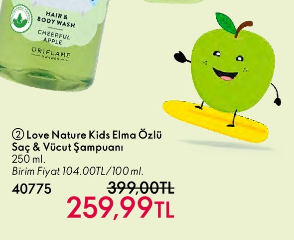 Love Nature Kids Elma Özlü Saç & Vücut Şampuanı 250Ml