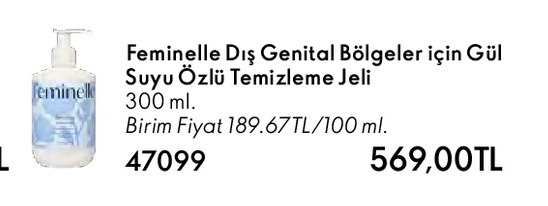 Feminelle Dış Genital Bölgeler İçin Gül Suyu Özlü Temizleme Jeli 300 Ml