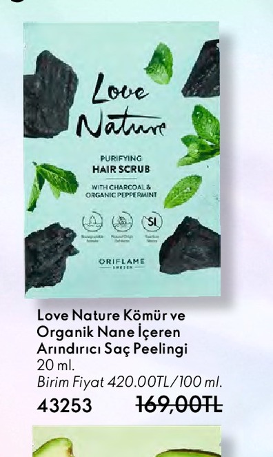 Love Nature Kömür Ve Organik Nane Içeren Arındırıcı Saç Peelingi 20Ml