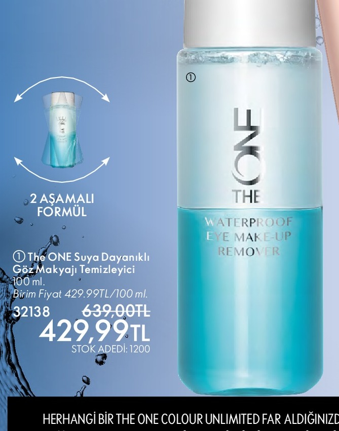 The One Suya Dayanıklı Göz Makyajı Temizleyici 100Ml