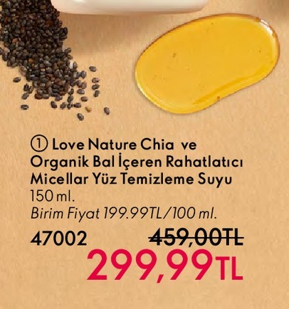 Love Nature Chia Ve Organik Bal Icleren Rahatlatici Micellar Yuz Temizleme Suyu 150 Ml