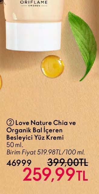 Love Nature Chia Ve Organik Bal Icleren Besleyici Yuz Kremi 50 Ml