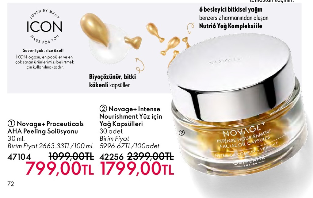 Novage+ Intense Nourishment Yüz İçin Yağ Kapsülleri 30 Adet