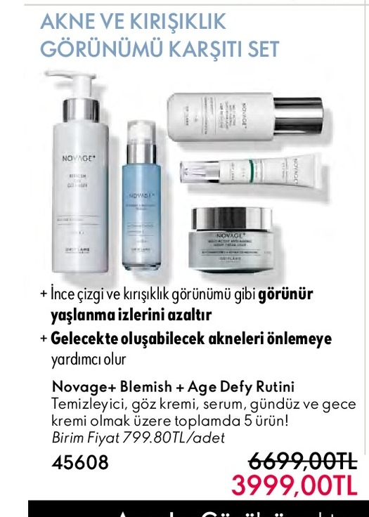 Novage+ Blemish + Age Defy Rutini Nemlendirici, Göz Kremi, Serum, Gündüz Ve Gece Kremi 5 Ürün