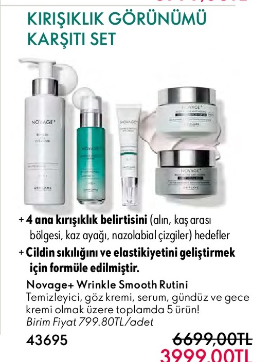 Novage+ Wrinkle Smooth Rutini Nemlendirici, Göz Kremi, Serum, Gündüz Ve Gece Kremi 5 Ürün