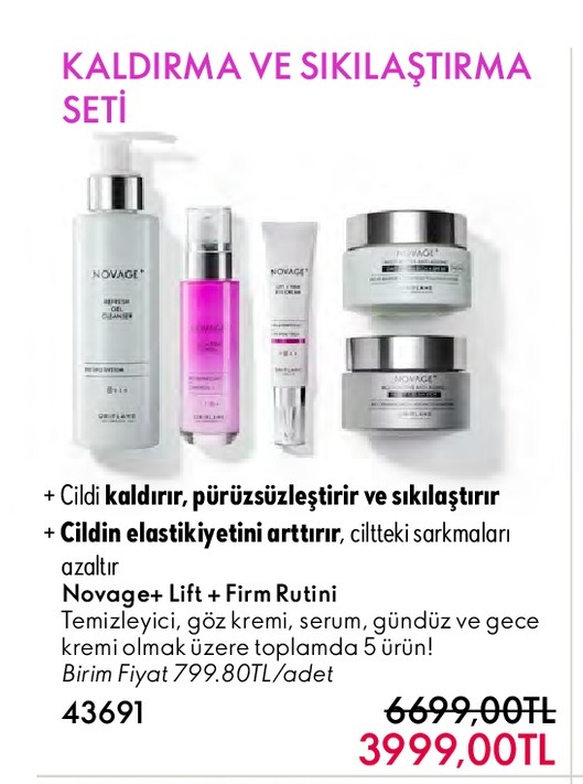 Novage+ Lift + Firm Rutini Nemlendirici, Göz Kremi, Serum, Gündüz Ve Gece Kremi 5 Ürün