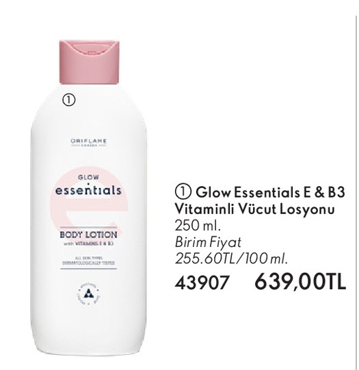 Oriflame Glow Essentials E & B3 Vitaminli Vücut Losyonu 250 Ml