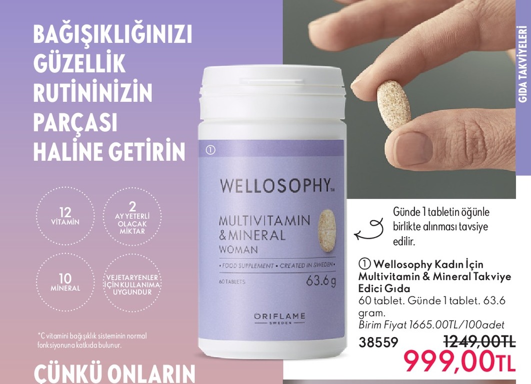 Wellosophy Kadın Için Multivitamin & Mineral Takviye Edici Gıda 60 Tablet