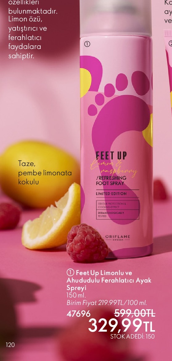 Feet Up Limonlu Ve Ahududulu Ferahlatıcı Ayak Spreyi 150Ml