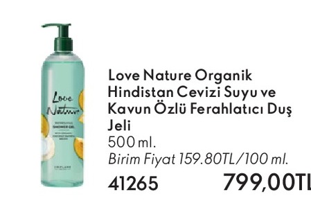 Love Nature Organik Hindistan Cevizi Suyu Ve Kavun Özlü Ferahlatıcı Duş Jeli 500 Ml.