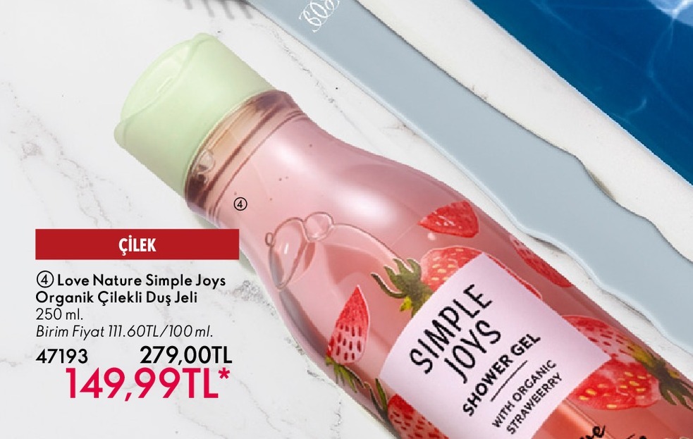 Love Nature Simple Joys Organik Çilekli Duş Jeli 250Ml.