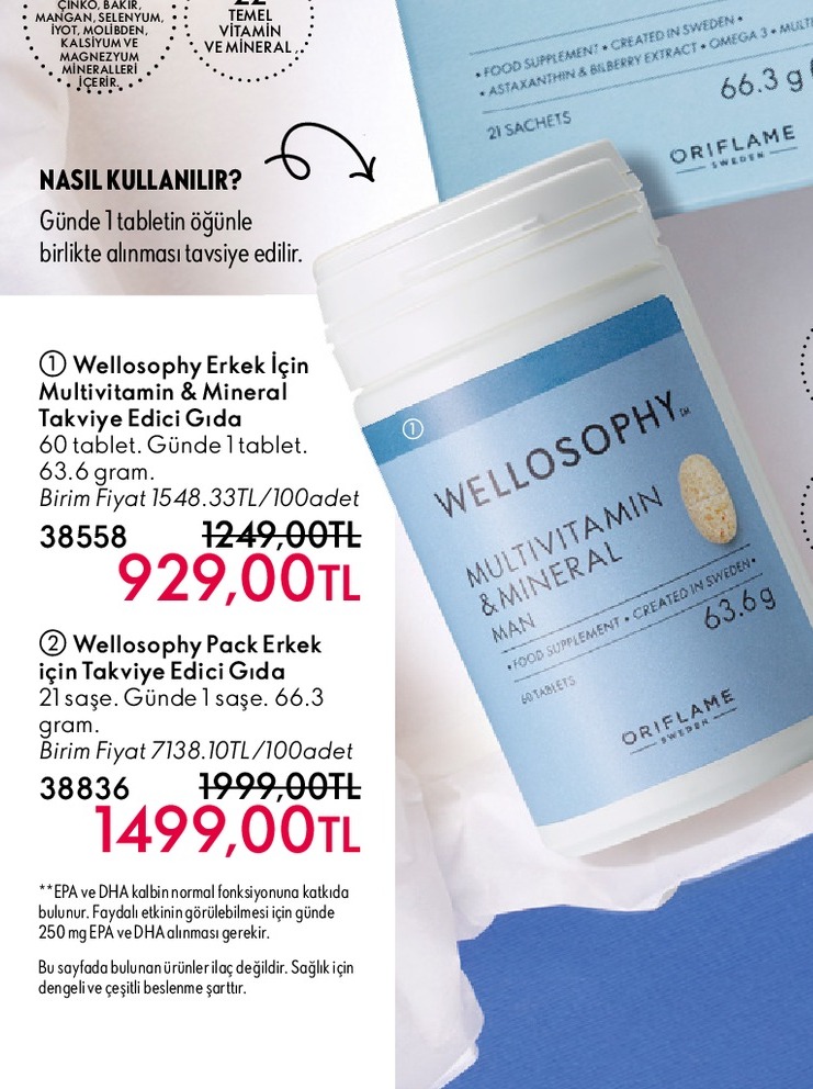 Wellosophy Erkek Için Multivitamin & Mineral Takviye Edici Gıda 60 Tablet