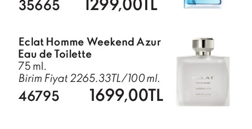 Eclat Homme Weekend Azur Eau De Toilette 75 Ml