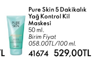 Pure Skin 5 Dakikalık Yağ Kontrol Kil Maskesi 50Ml