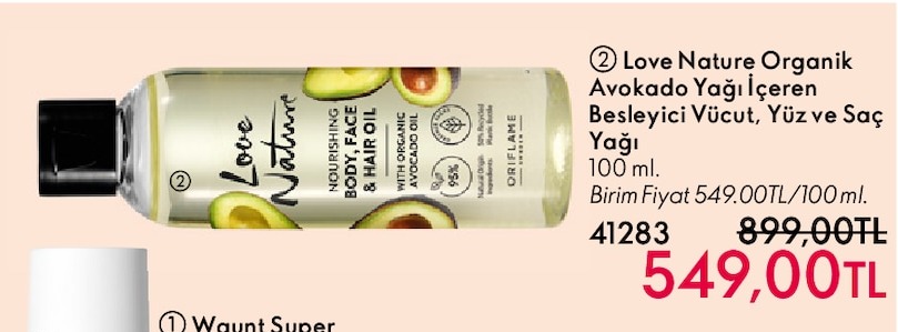 Love Nature Organik Avokado Yağı İçeren Besleyici Vücut, Yüz Ve Saç Yağı 100 Ml