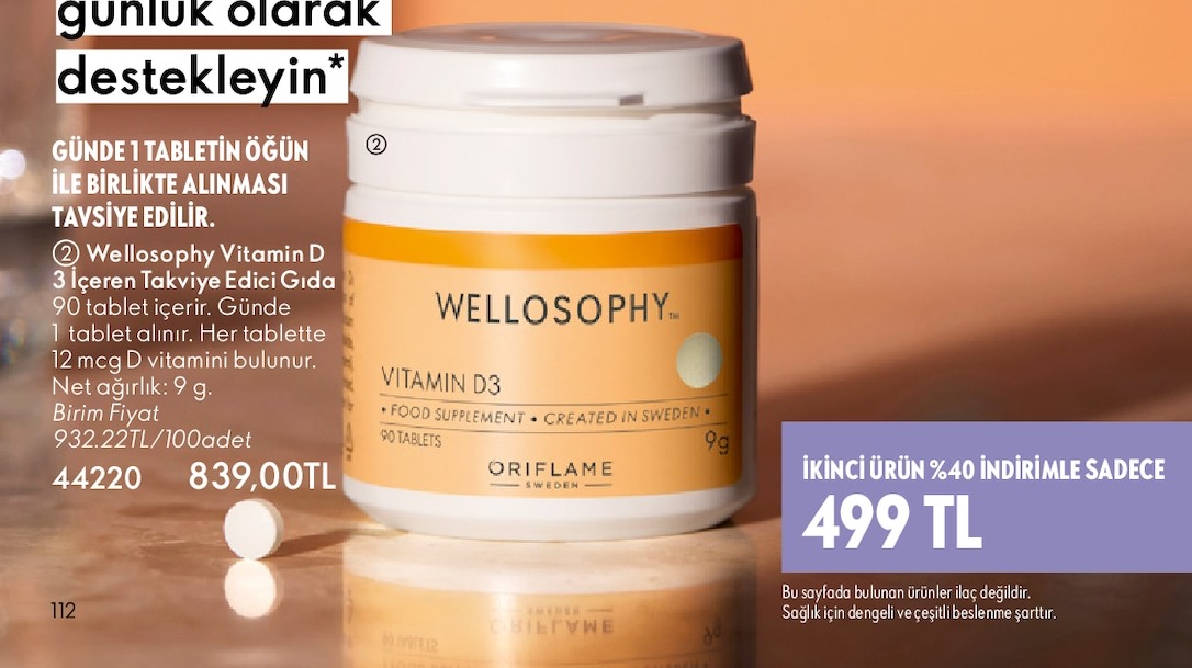 Wellosophy Vitamin D 3 Iceren Takviye Edici Gida 90 Tablet