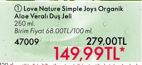 Love Nature Simple Joys Organik Aloe Veralı Duş Jeli 250 Ml