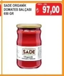 Sade Organik Domates Salçası 650 Gr