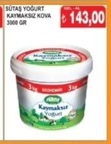 Sütaş Yoğurt Kaymaksiz Kova 3000 Gr