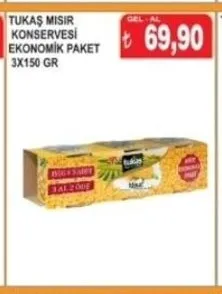 Tukaş Mısır Konservesi Ekonomik Paket 3X150 Gr