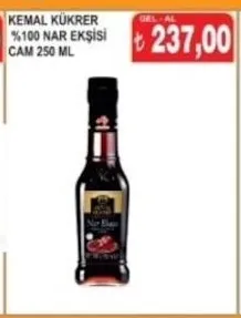 Kemal Kükrer %100 Nar Ekşisi Cam 250 Ml