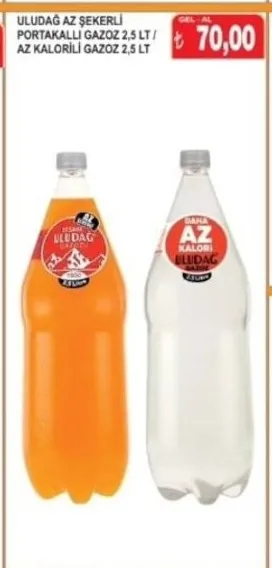 Uludağ Az Şekerli Portakallı Gazoz 2,5 Lt / Az Kalorili Gazoz 2,5 Lt
