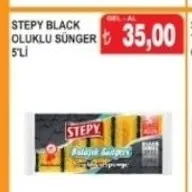 Stepy Black Oluklu Sünger 5'Li̇