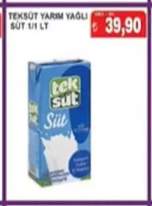 Teksüt Yarım Yağlı Süt 1/1 Lt