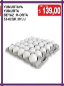 Yumurta Yumurtava Beyaz M-Orta 53-62Gr 30'Lu