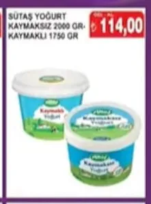 Sütaş Yoğurt Kaymaksız 2000 Gr. Kaymakli 1750 Gr