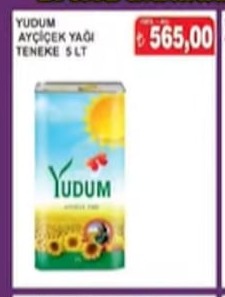 Yudum Ayçiçek Yağı Teneke 5 Lt