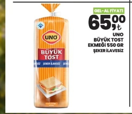 Uno Büyük Tost Ekmeği 550 Gr Şeker İlavesiz