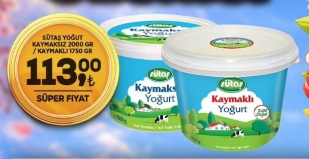 Sütaş Yoğurt Kaymaksız 2000 Gr / Kaymaklı 1750 Gr