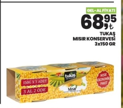 Tukaş Mısır Konservesi 3X150 Gr